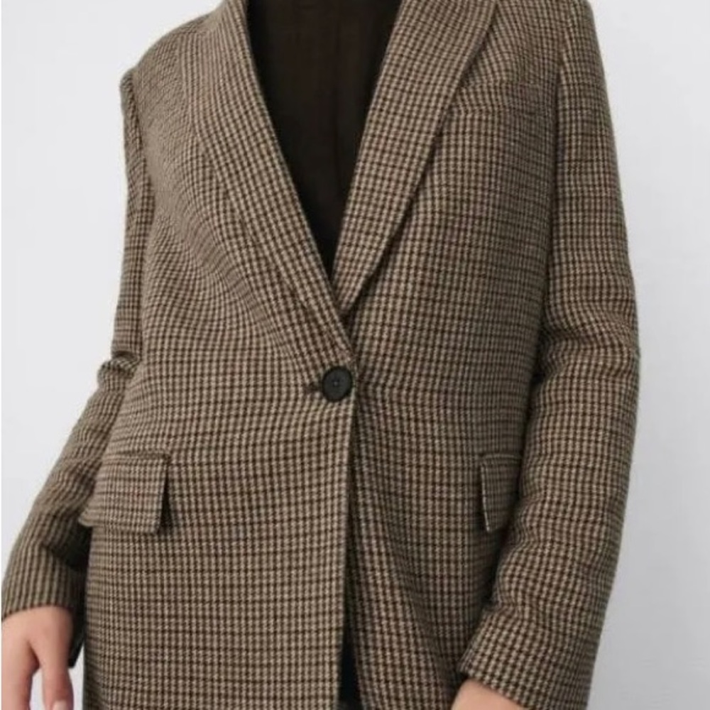 Zara wool blend blazer with elbow pads